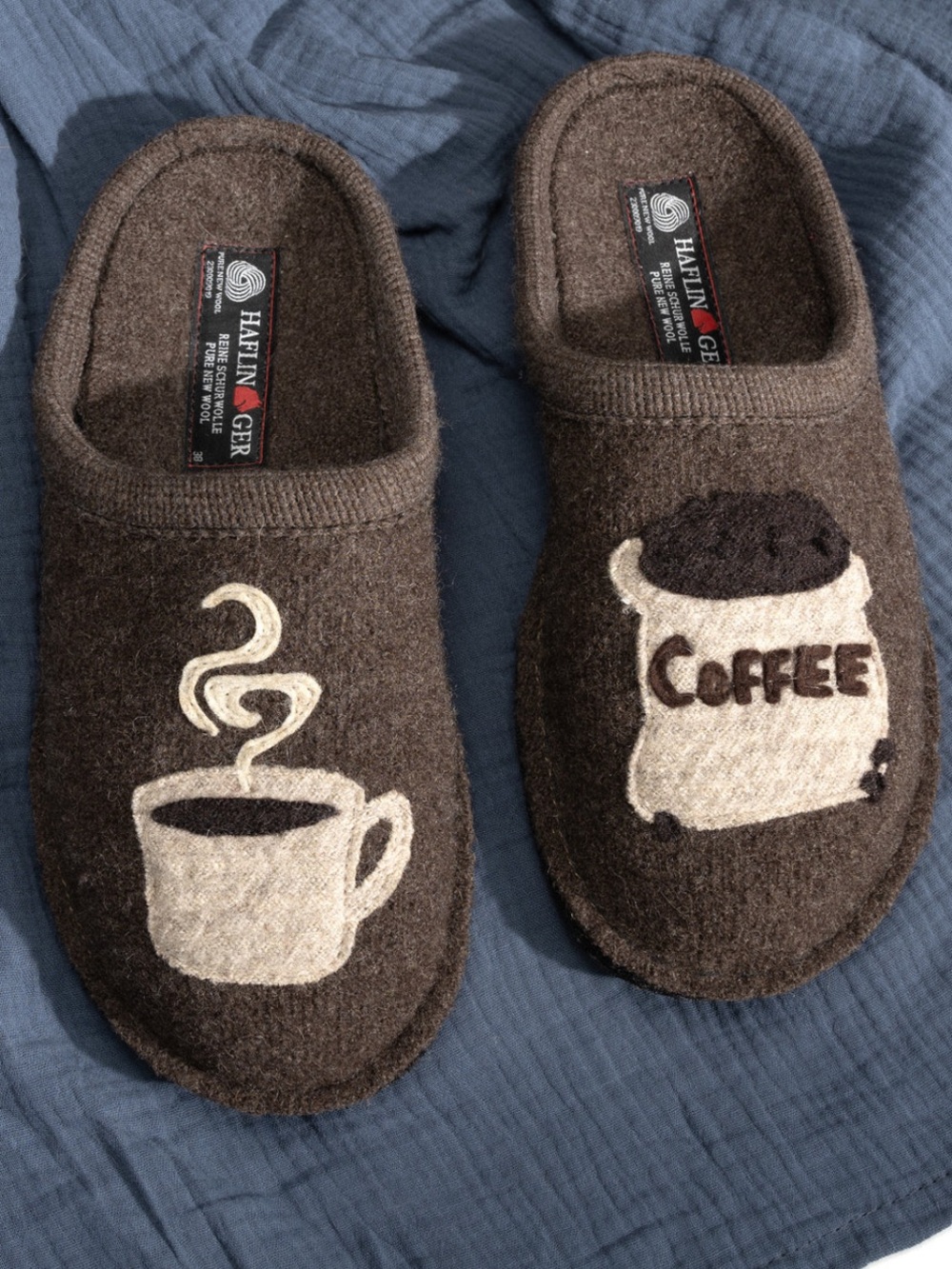 Haflinger Brown Wool Slip-On Clogs coffee 36 slippers slides 6